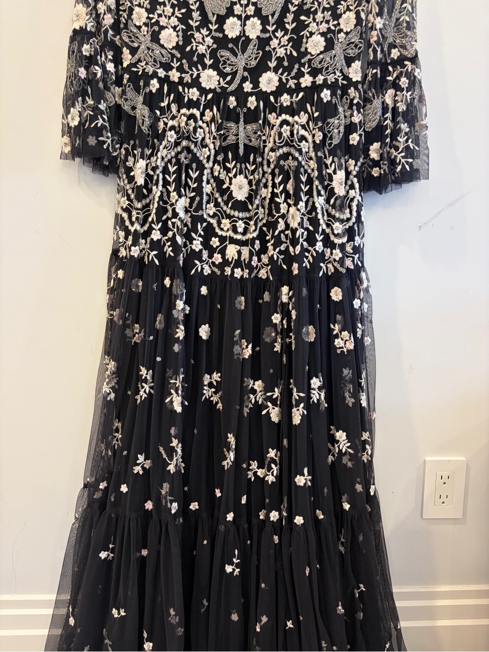 Needle & Thread Black Dress with Ivory Embroidery - Picture 9 of 9